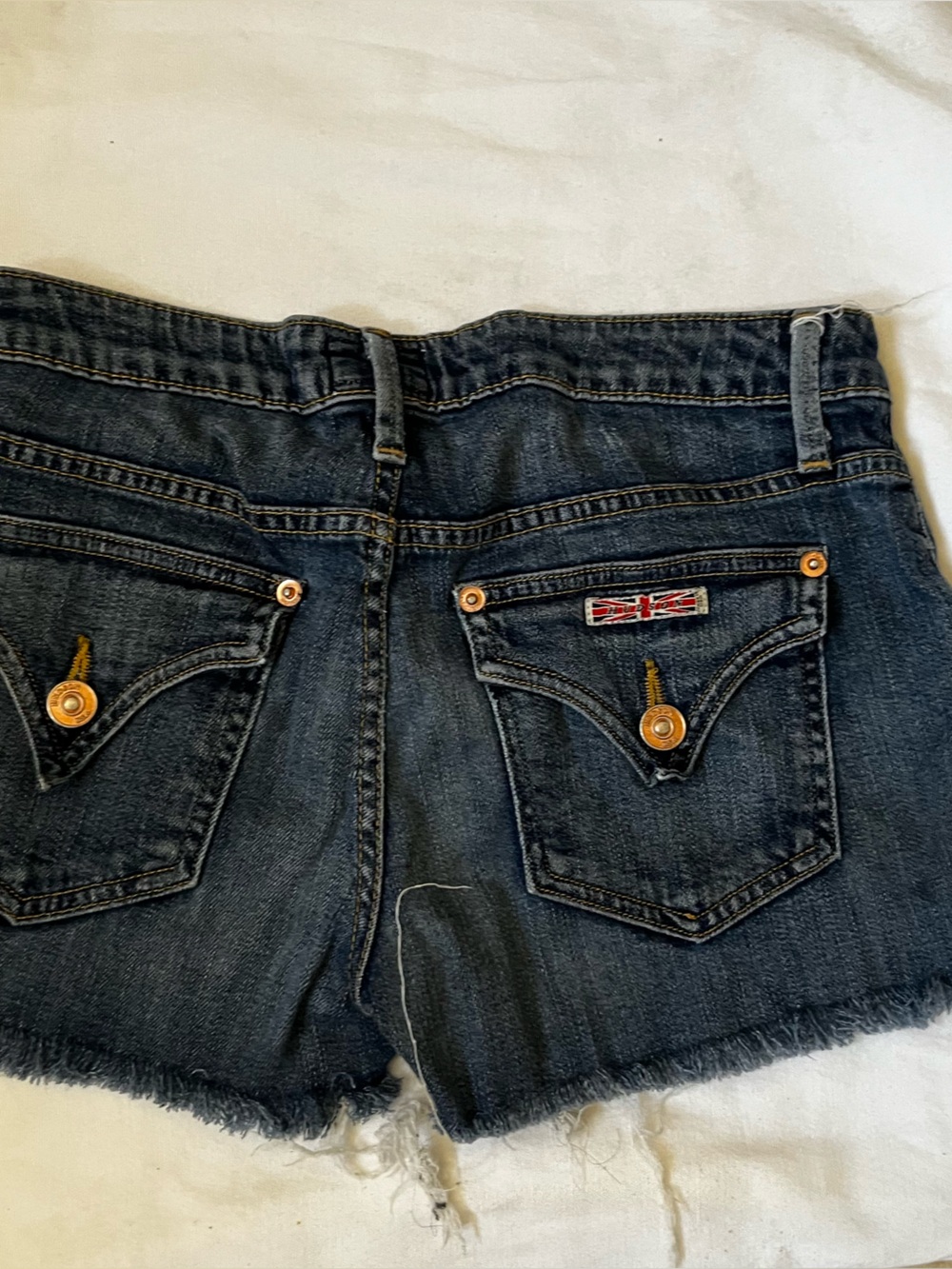 Hudson Jeans Dark Blue Distressed Denim Cutoff Shorts low rise